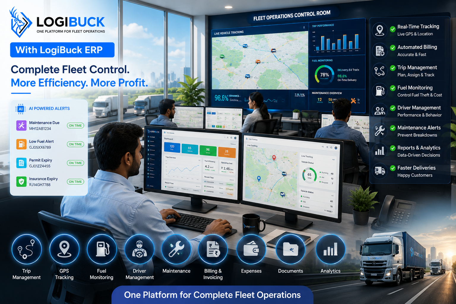 LogiBuck One Platform for fleet operations